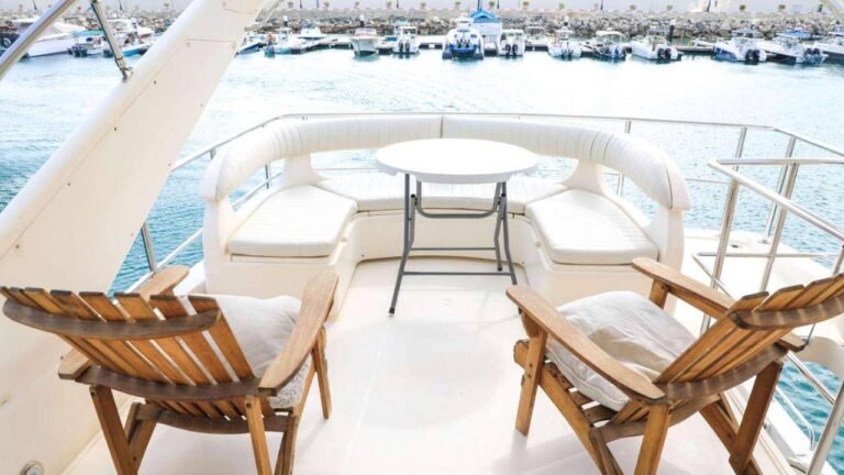 Corniche Yacht Rental Abu Dhabi 64 Outdoor seating on private yacht charter Abu Dhabi