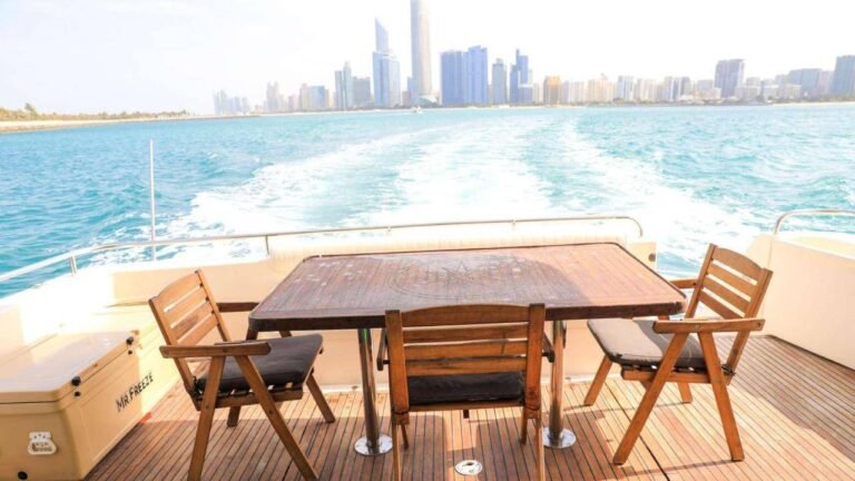 Corniche Yacht Rental Abu Dhabi 62 Outdoor seating on private yacht charter Abu Dhabi