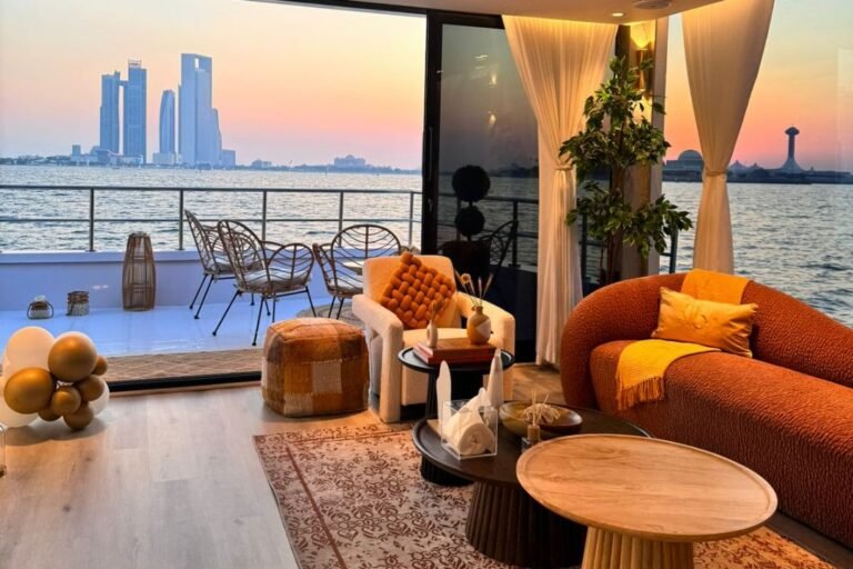 Corniche Yacht Rental Abu Dhabi 47 Glass-enclosed yacht saloon with sea view