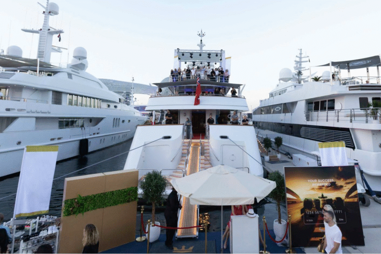 Corporate Yacht Events Abu Dhabi 129 Prestige 210ft superyacht for F1 Yacht Abu Dhabi