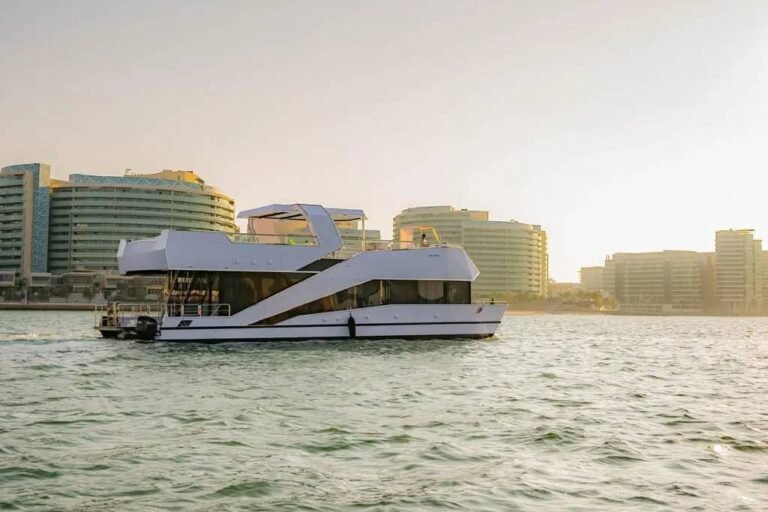 event yacht 65ft abu dhabi docked at marina ready for private party