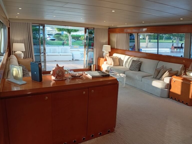 Corniche Yacht Rental Abu Dhabi 68 88-foot Raya yacht in Abu Dhabi marina, available for private luxury yacht charter for up to 20 guests