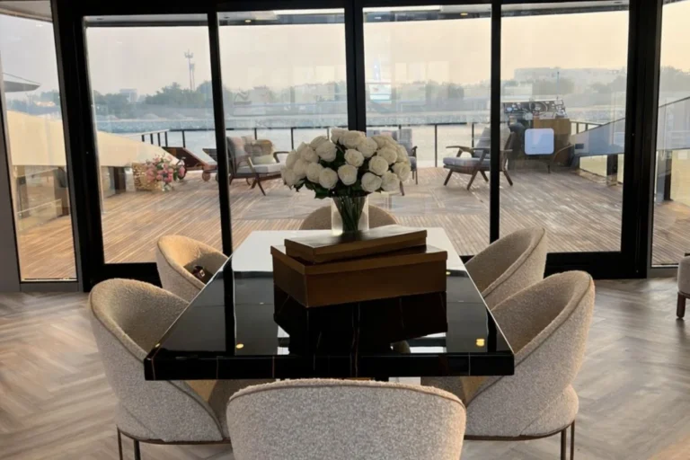 Corniche Yacht Rental Abu Dhabi 35 raya miss kim house boat abu dhabi indoor lounge seating